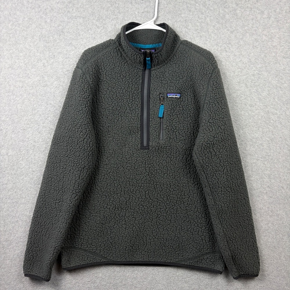 Patagonia Jacket Mens Large Gray Retro Deep Pile Fleece Half Zip Pullover 22810